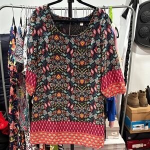 Blue Rain Multicolor Patterned Tunic